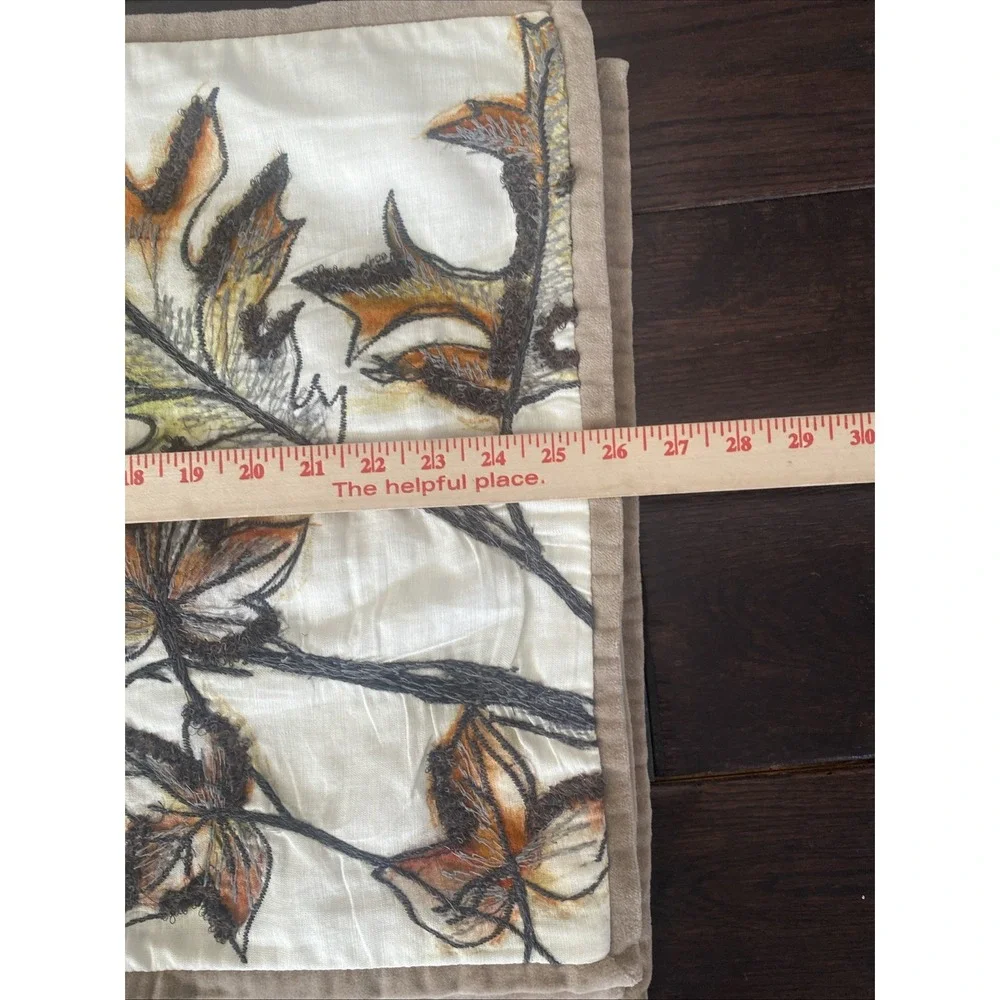 Pottery Barn Watercolor Embroidered Leaves Set Of 2 Lumber Pillow Covers Fall